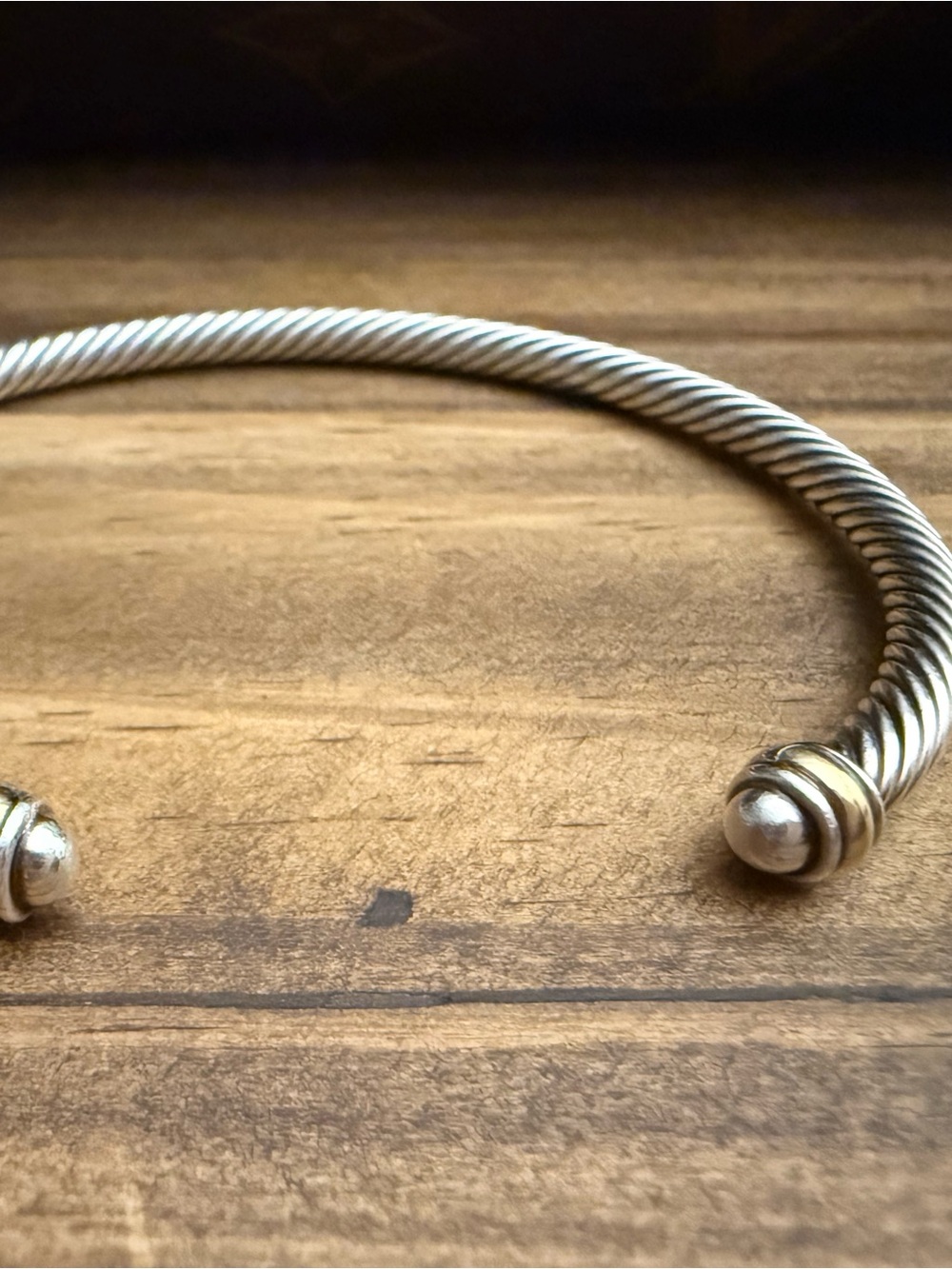 David Yurman Silver Cable Open Cuff Bracelet - Picture 2 of 5